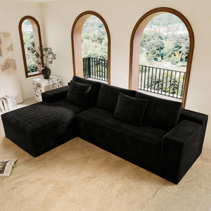 Modular Sectional <b>Sofa</b> Set Modern <b>Sofa</b> Bed Eco-Friendly Design Plush Corduroy Fabric Wood <b>Legs</b> No Assembly Required 2PC Free - Product Image 1