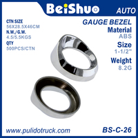 Bezel Pengukur Plastik Bulat Krom BS-C-26 1,5 Inci dengan Visor untuk Speedometer/Tachometer Kendaraan