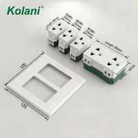 Placa de Alimentación Empotrada Kolani de 120 mm Cuadrados, Triple Enchufe Pequeño de 3 Orificios + Toma de Corriente Universal Vertical de Seis Orificios, Panel de PC Blanco