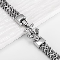 Bracelet en acier inoxydable poli miroir, double chaîne avec fermoir magnétique, 210 mm, bijoux de mode pour homme