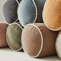 Coussins de canapé de fournisseur chinois, couleur unie, cylindriques longs, oreiller de soutien classique en velours