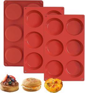 3-Pack <b>Silicone</b> Egg Molds 3x0.7 Inch Reusable Non-Stick Dishwasher Oven Safe <b>Baking</b> Pan for English Muffin & Sandwiches - Product Image 1