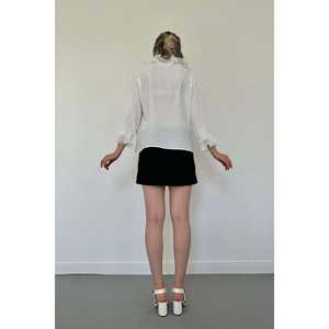 Camisas Blancas de Algodón al por Mayor, Estilo Coreano con Cuello Alto con Volantes, Corte Holgado y Largo para Primavera, Verano y Otoño - Product Image 1