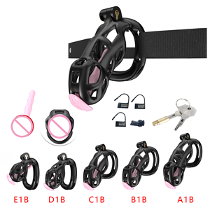 Новинка, пригодная для ношения клетка целомудрия, высококлассная розовая клетка для петуха с катетером, подсветка для долговременной носки - Product Image 1