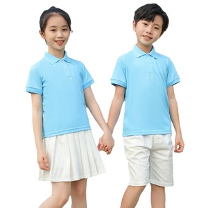 Polo pour enfants, couleur unie, tissu Oxford, uniforme scolaire unisexe, manches courtes avec motif imprimé pour enfants - Product Image 5