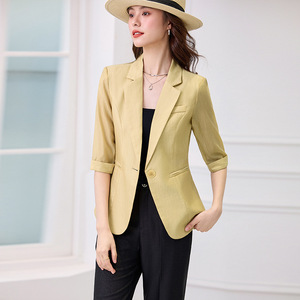 Thin Tencel Blazer For Women Mid Sleeve Short Casual High End Solid Color Breathable No Wrinkle Treatment - Product Image 4