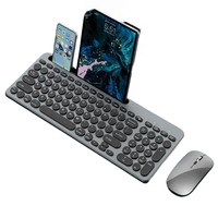 Keyboard komputer multi-perangkat, Keyboard komputer ukuran penuh sangat ramping dengan tempat Tablet, sisir Mouse Keyboard USB untuk Pad/Ponsel/Mac