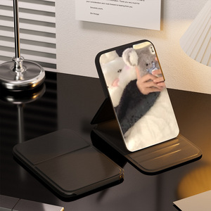 Portable Makeup Mirror Stand Up Folding Desktop High Definition Princess Dressing Mirror Ivory White Cherry Blossom Pink Deep - Product Image 1