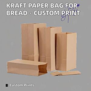 Custom Strong Classic Kraft Square Paper <b>Bags</b> for Food Champagne <b>Bread</b> Offset Printing Self Adhesive Seal Wholesale Packaging - Product Image 2