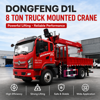 Grue montée sur camion Dongfeng D1L de 8 tonnes, grue à flèche à 5 sections pour travaux de construction, logistique et manutention de charges lourdes