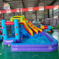 Structure gonflable pour enfants avec piscine à balles, toboggan et points colorés – Château gonflable commercial pour anniversaires de tout-petits