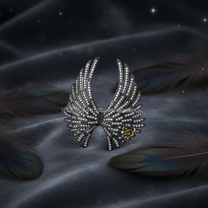 925K de plata esterlina el mejor arte diseño nuevo Ángel negro anillo de las alas - Product Image 3
