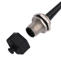 Konektor Panel M12 Male Plug 4-Posisi Solder Cup Tahan Air IP67 250V Tembaga Berlapis Timah Aplikasi Elektronik-1838893-2 MTL TE