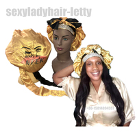 Bonnet de luxe en satin de diamant Bonnets personnalisés en gros et enveloppes de cheveux en satin Bande de paillettes Grand bonnet pour un usage quotidien et festif