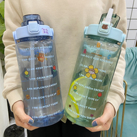 Bouteille d'eau sport 2L écologique à couvercle rabattable en PC, idéale pour la course et le camping, compatible eau bouillante, pour adultes – Meilleure vente