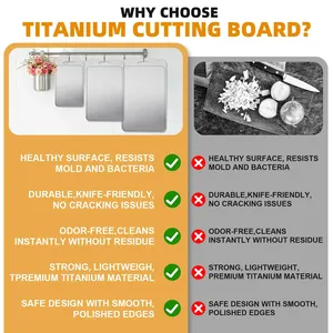 Juego de 3 Tablas de Cortar de Titanio - 100% Titanio Puro, Doble Cara, Grado Alimenticio, Resistentes al Óxido, Duraderas, Perfectas para Carne - Product Image 6