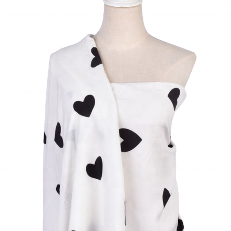 100% Viscose Rayon Fabric Woven Plain Heart Printed For Girls' Dresses And Sleepwear Also For Boys