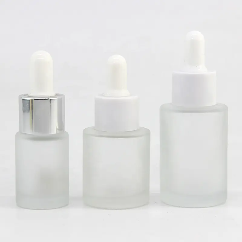 Garrafas de vidro de cor branca fosca, 15 ml 20 ml 30 ml à venda usada para óleo essencial líquido