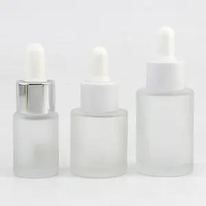 New Design Glass Dropper Bottle Cosmetic Oil Screen Printing 15 Ml 20 Ml 30 Ml in Frosted White Cosmetic Packaging