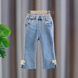 Nouveauté 2021, design chic, vente en gros, jeans personnalisés pour enfants, pantalons en jean pour filles - Product Image 1