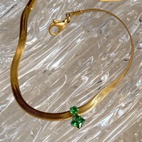 Collar Geométrico Luoyan para Mujer, Chapado en Oro de 18K, Acero Inoxidable, con Circonita Blanca Esmeralda, Tipo Cadena Espiga
