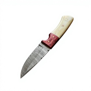 Couteau à lame fixe en acier Damas avec manche coloré, personnalisable, pour la chasse, le camping et la survie - Product Image 1