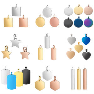 Olivia liontin tag kosong geometris kustom Logo terukir baja tahan karat DIY liontin cakram bulat personalisasi untuk Kalung - Product Image 6