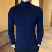 Frühling und Herbst Neuer Hochwertiger Rollkragen-Herrenpullover mit Streifenmuster für Junge Erwachsene Langärmeliger Atmungsaktiver Pullover