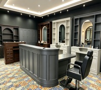 Station de Barbier Moderne Noire LUX avec Miroir en Verre – Dernier Design pour Salons de Coiffure et Barbiers