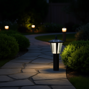 Lampe solaire à LED pour pilier, lumière blanche chaude 3500K, IP65, éclairage extérieur pour colonne, corps en aluminium, abat-jour en verre, base E26 - Product Image 2