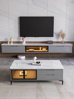 Meuble TV et table basse en mélamine élégants et sophistiqués avec surfaces anti-rayures pour les maisons familiales polyvalentes