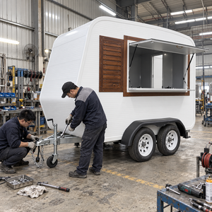 Remorque à glaces et jus 4,8 m style rétro Airstream, structure en aluminium, compartiments isolés, cuisine mobile extérieure - Product Image 3