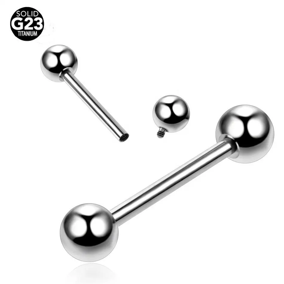 Fast Delivery G23 Titanium Barbell Piercing Internally Thread Tongue Bar Titanium Piercing Body Piercing Jewelry