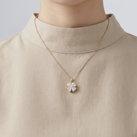 Pendentif trèfle à quatre feuilles en diamant de laboratoire, or jaune massif 18 carats, forme cœur, charme en diamant de laboratoire, bijoux fins de luxe pour femmes