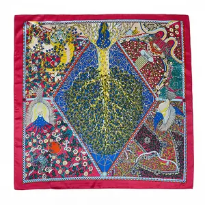 Wholesale of Bohemian style printed square scarves for women's leisure headscarves gauze scarves and silk scarves