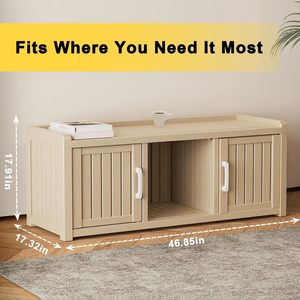 Zapatero de MDF Impermeable y Resistente a los Rayos UV, Banco de Almacenamiento de Diseño Minimalista, Estantes Ajustables para Interiores/Exteriores, para Entrada o Pasillo - Product Image 3