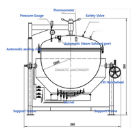 Cuisinière à pression automatique en acier inoxydable de 100, 200, 500 litres, cuisinière à pression électrique industrielle multifonction