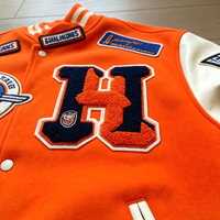 Veste de baseball streetwear pour homme personnalisée, style universitaire américain, patchs vintage avec manches en simili cuir, veste varsity personnalisée