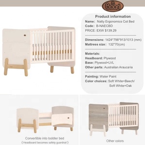 Cuna Multifuncional 2 en 1 NZMAN con Certificación FSC, Estilo Europeo 2026, Muebles Infantiles, Cuna de Madera <span class=keywords><strong>para</strong></span> Bebés Recién Nacidos - Product Image 3