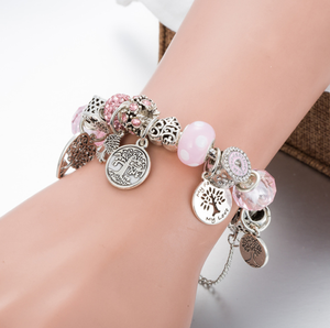 Di alta qualità placcato argento albero della vita <span class=keywords><strong>orso</strong></span> braccialetto di fascino grande foro perline amore cuore ciondolo braccialetto per le donne - Product Image 3