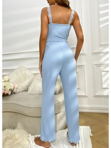 Set <span class=keywords><strong>pigiama</strong></span> da <span class=keywords><strong>donna</strong></span> <span class=keywords><strong>pigiama</strong></span> intimo morbido biancheria da notte 2 pezzi senza maniche pantaloni larghi senza maniche scollo a V pij <span class=keywords><strong>pigiama</strong></span> abbigliamento da notte in pizzo <span class=keywords><strong>XXL</strong></span> - Product Image 4