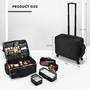 Extra Large Cosmetic Artist Bag Portable Cosmetology <b>Case</b> on Wheels Rolling <b>Makeup</b> Train <b>Case</b> for Hairstylists Nail Tech - Product Image 6