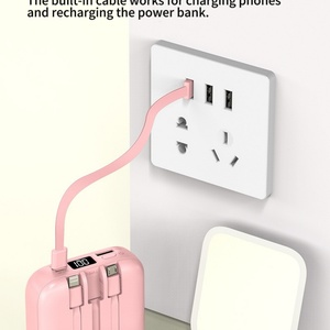 Batería Externa Portátil Mini de Alta Capacidad 3 en 1 con Espejo, Cables USB Tipo C, Carga Rápida, Batería de Polímero de Litio, Entrada de CA - Product Image 2