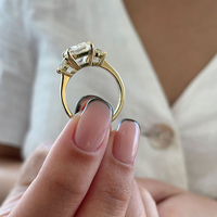 Bague de Fiançailles et de Mariage Personnalisée en Argent Sterling 925 avec Trois Pierres en Zircon Cubique pour Femme, Vente en Gros