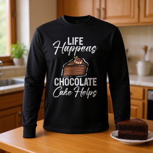 Camiseta de manga larga Life Happens Chocolate Cake Helps - Product Image 2