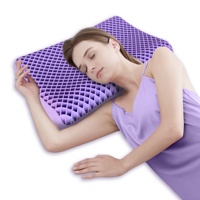 Oreiller en TPE violet personnalisable OEM, vente en gros directe usine, oreiller rafraîchissant pour voyage, avion, camping, transfrontalier