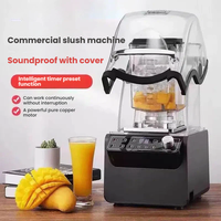 Blender Es Kedap Suara untuk Bar & Kafe, Cangkir PC Kekuatan Tinggi 2L, 30 Kecepatan Dapat Diatur, Penggerak Gigi Logam Presisi