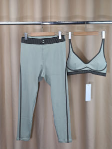 Conjunto de Yoga al por Mayor para Mujer, 2 Piezas, Leggings de Cintura Alta y Sujetador Deportivo, Verde Salvia, Ropa <span class=keywords><strong>Deportiva</strong></span>, Directo de Fábrica - Product Image 4