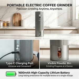 Molinillo de Café <span class=keywords><strong>Recargable</strong></span> por USB, Nuevo Molinillo de Granos de Café Portátil con Cuerpo de Aluminio y Muelas de Acero Inoxidable, Calidad Premium - Product Image 5