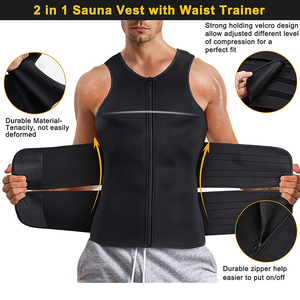 Gilet de sudation amincissant en néoprène pour hommes, gilet de maintien de la taille réglable avec double fermeture éclair pour le sport - Product Image 3